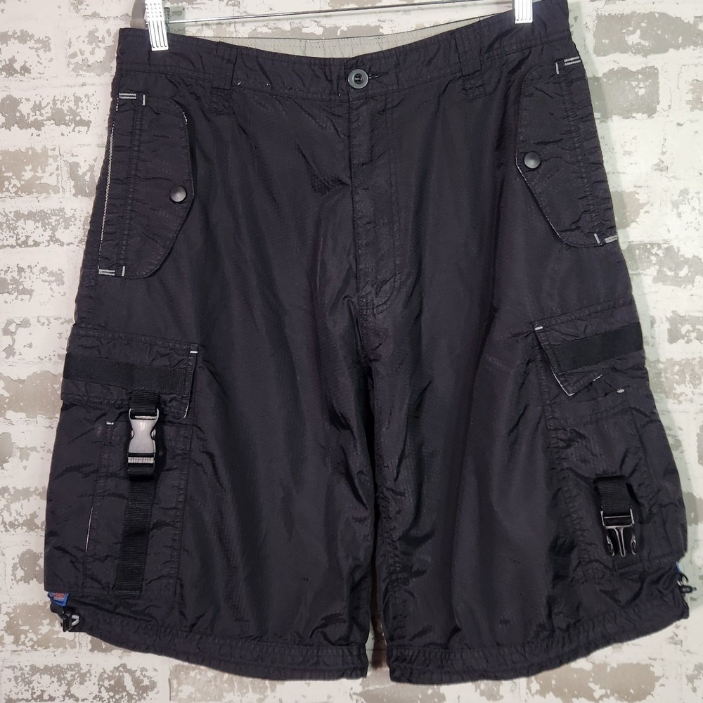 Nesi A.G. Cargo Shorts Mens XL Black Nylon Ripstop Techwear Gorpcore Streetwear